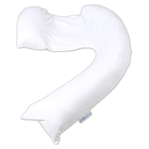 DreamGenii Pregnancy Support and Feeding Pillow - White Cotton Jersey