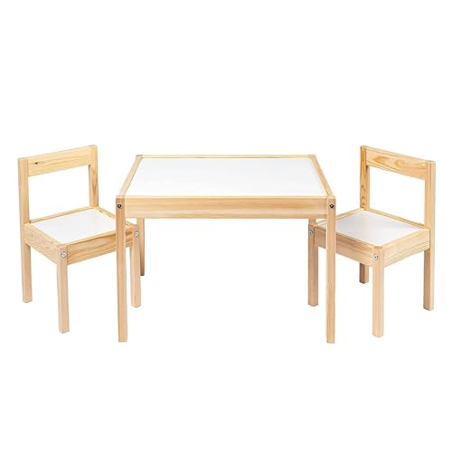 Ikea Latt-Tavolo per Bambini con 2 sedie, Bianco, Pino, Kiefer, Beige, Table...