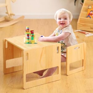 tavolino e sedia montessori di legno